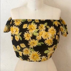 LF Sheer floral crop top